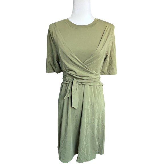 Lululemon Cotton Wrap Front T-Shirt Dress size 8  Green - Picture 3 of 5